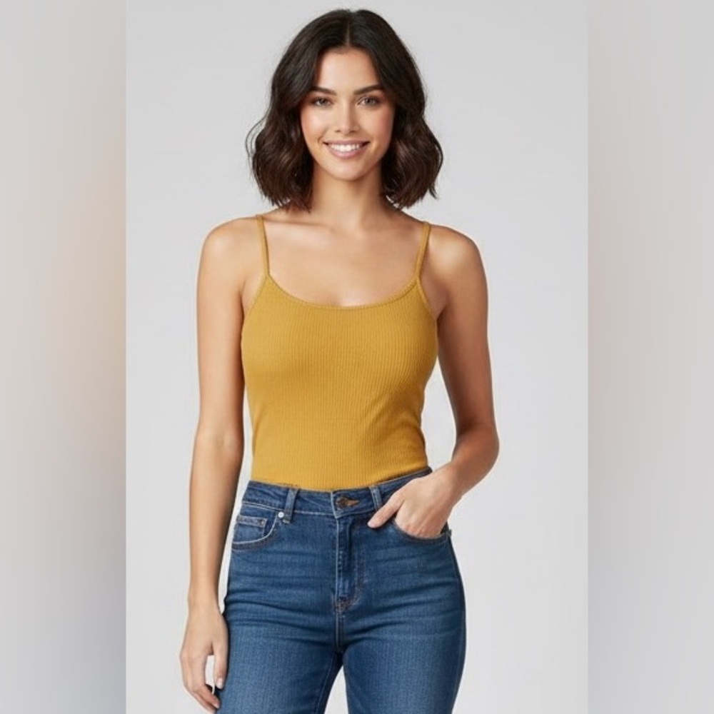 Reformation Jeans mustard thin strap tank top, ribbed, great condition, Small